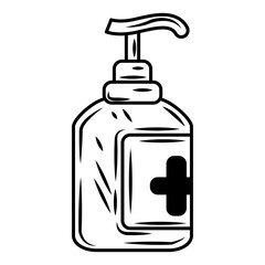 medical alcohol sanitizer product protective equipment sketch icon