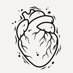 Silhouette of human organ heart. Valentine Day holiday Love print	