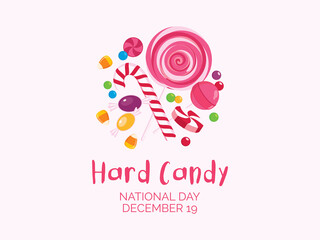 National Hard Candy Day vector. Different types of candies icon set. Hard candy collection vector. Hard Candy Day Poster, December 19. Important day