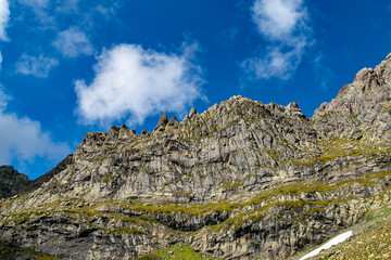 mountain landscape with blue sky and clouds
