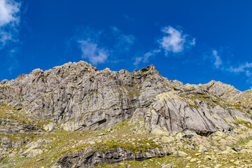 mountain landscape with blue sky and clouds
