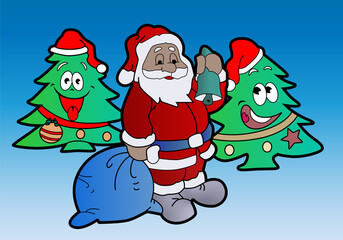 santa claus and christmas tree