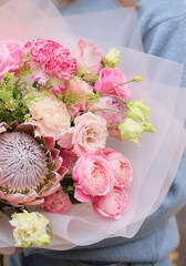 Flower composition. Macro photo. Wedding decor. A Beautiful bouquet of fresh flowers.