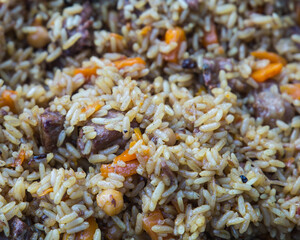 
Pilaf cooked in the forest.