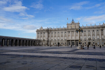 Fototapeta na wymiar Royal Palace with square before it, Madrid, Spain