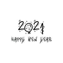 Happy New Year 2021 Text design Vector illustration