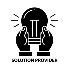 solution provider icon, black vector sign with editable strokes, concept illustration