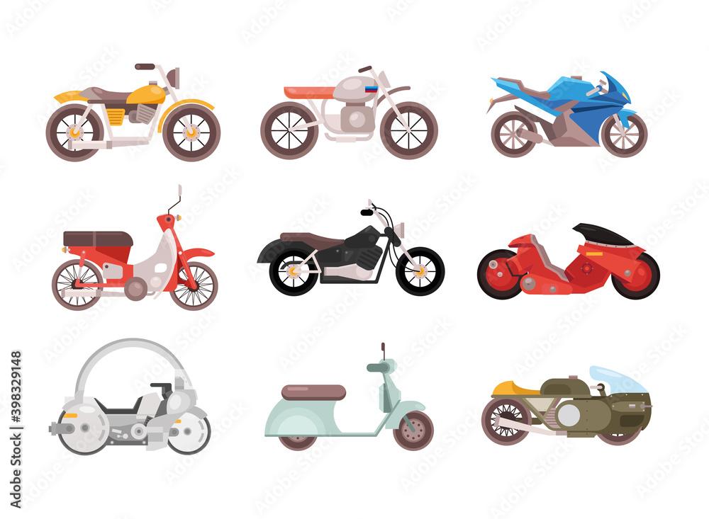 Sticker bundle of nine motorcycles vehicles differents styles