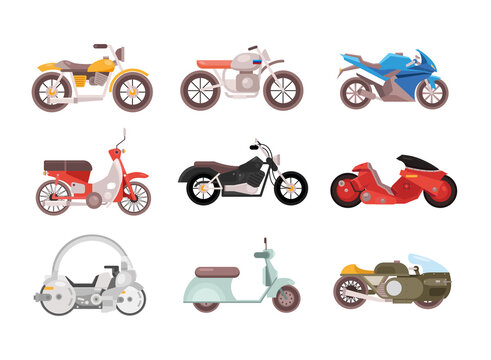 bundle of nine motorcycles vehicles differents styles