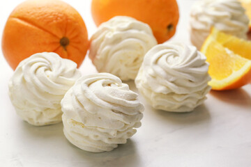 Tasty homemade zephyr with orange flavour