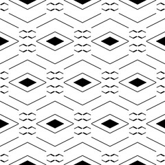 Seamless pattern.Shapes backdrop. Geometric background. Folk motif. Digital paper, textile print, web design, abstract illustration. Ethnic wallpaper. Rhombuses, chevrons, figures ornament. Vector.