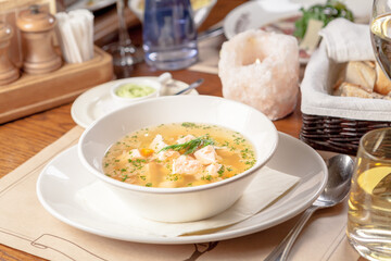 Traditional salmon soup