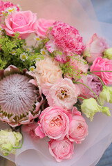 Flower composition. Macro photo. Wedding decor. A Beautiful bouquet of fresh flowers.