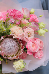 Flower composition. Macro photo. Wedding decor. A Beautiful bouquet of fresh flowers.