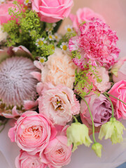 Flower composition. Macro photo. Wedding decor. A Beautiful bouquet of fresh flowers.