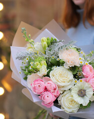 Flower composition. Macro photo. Wedding decor. A Beautiful bouquet of fresh flowers.