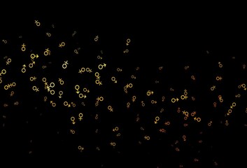 Dark yellow, orange vector backdrop with gender signs.
