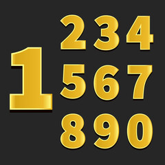 Collection of gold numbers. Shining design elements metallic elegant set vector illustration