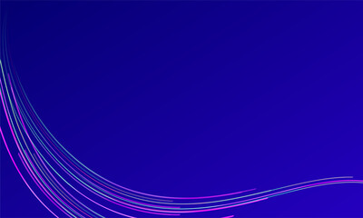 Abstract neon lights background blue fantastic design. Neon lines in motion effect wave background. Vector illustration