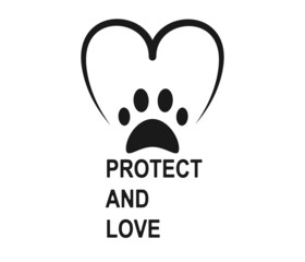 animal with paw print symbol. Veterinary symbol, isolated vector illustration.
