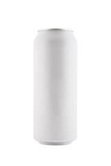 White blank aluminum can with beverage isolated on white background with clipping path