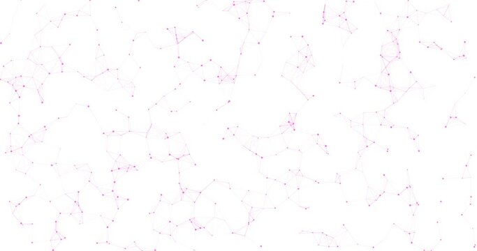 Abstract background animation of pink dots connected by lines for a web. Modern 3d style, 4k resolution. Generated particles.