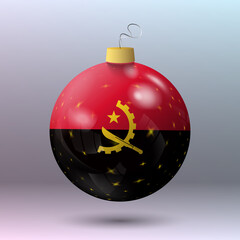 Vector - Merry Christmas ball with Angola flag