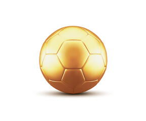 A gold matte ball on a white background. Football. Ball in the vector. Effect of 3D.