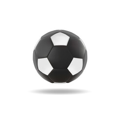 Obraz premium A black matte ball on a white background. Football. Ball in the vector. Effect of 3D.
