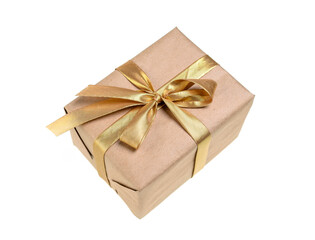 Wrapped boxes with Christmas gifts tied with ribbons isolated on a white background