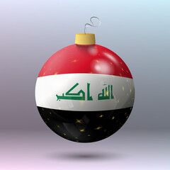 Vector - Merry Christmas ball with Iraq flag