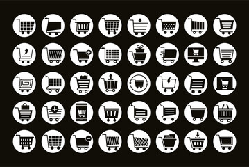bundle of fourty shopping carts line style icons
