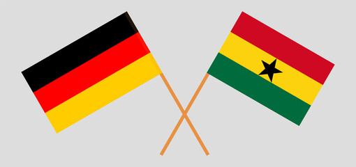 Crossed flags of Germany and Ghana. Official colors. Correct proportion
