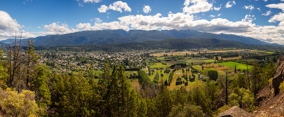 panoramic of the valley of the city of El Bolsón in Patagonia
