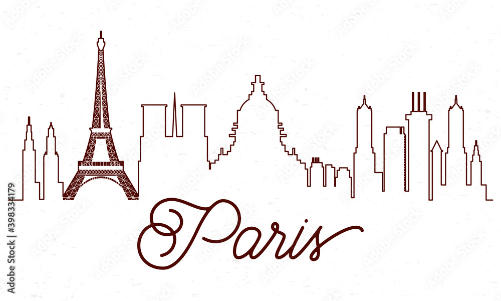 Wall mural cityscape paris skyline scene icon