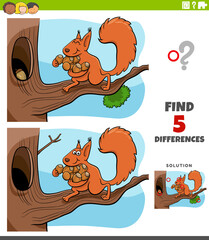 differences educational task for kids with squirrel and acorns © Igor Zakowski