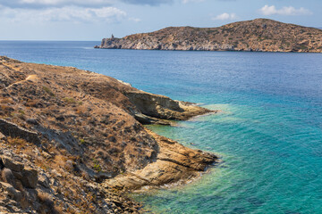 Rocky coast on the west side of the Ios Island, Greece
