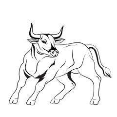 Vector graphic illustration with big bull logo on a white background