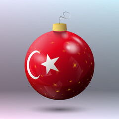 Vector - Merry Christmas ball with Turkey flag