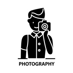 photography sign icon, black vector sign with editable strokes, concept illustration