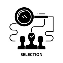 selection icon, black vector sign with editable strokes, concept illustration
