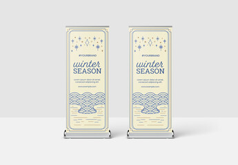 Winter Season Rollup Banner with Circular Pattern