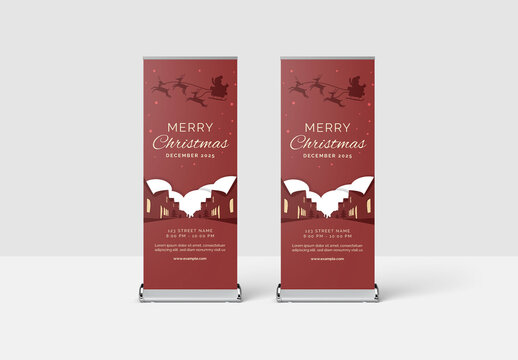 Christmas Rollup Banner with Santa Silhouette