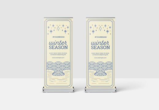 Winter Season Rollup Banner with Circular Pattern