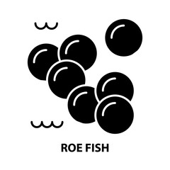 roe fish icon, black vector sign with editable strokes, concept illustration