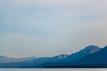 Layered mountains and sky above Lake Tahoe