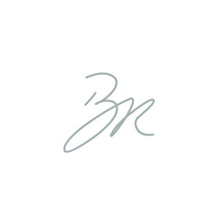 BR initial handwriting monogram logo