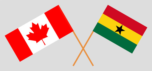 Crossed flags of Canada and Ghana. Official colors. Correct proportion