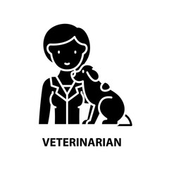 veterinarian icon, black vector sign with editable strokes, concept illustration