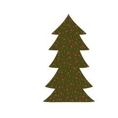 merry christmas, tree with decorative balls celebration icon isolation